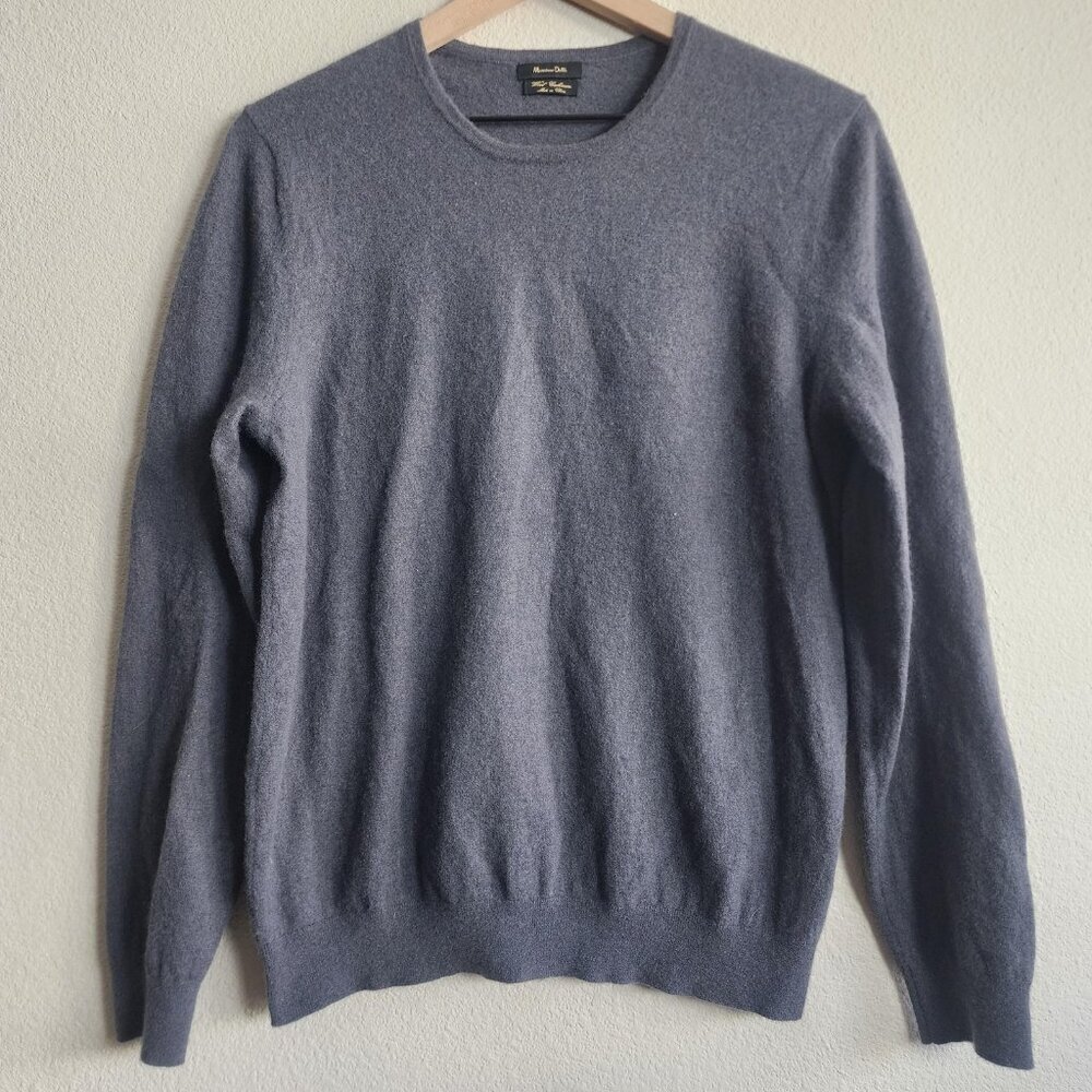 Massimo Dutti Sweater Mens Large Gray Wool Cashmere Crewneck Pullover Knit